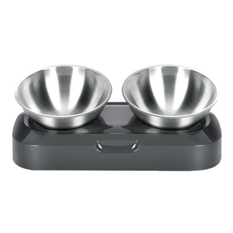 Pet Feeder Stainless Steel Double Bowls 15 Degree Adjustable Pet Cat Feeding Bowl Pet Feeder Stainless Steel Double Bowls 15 Degree Adjustable Pet Cat Feeding Bowl