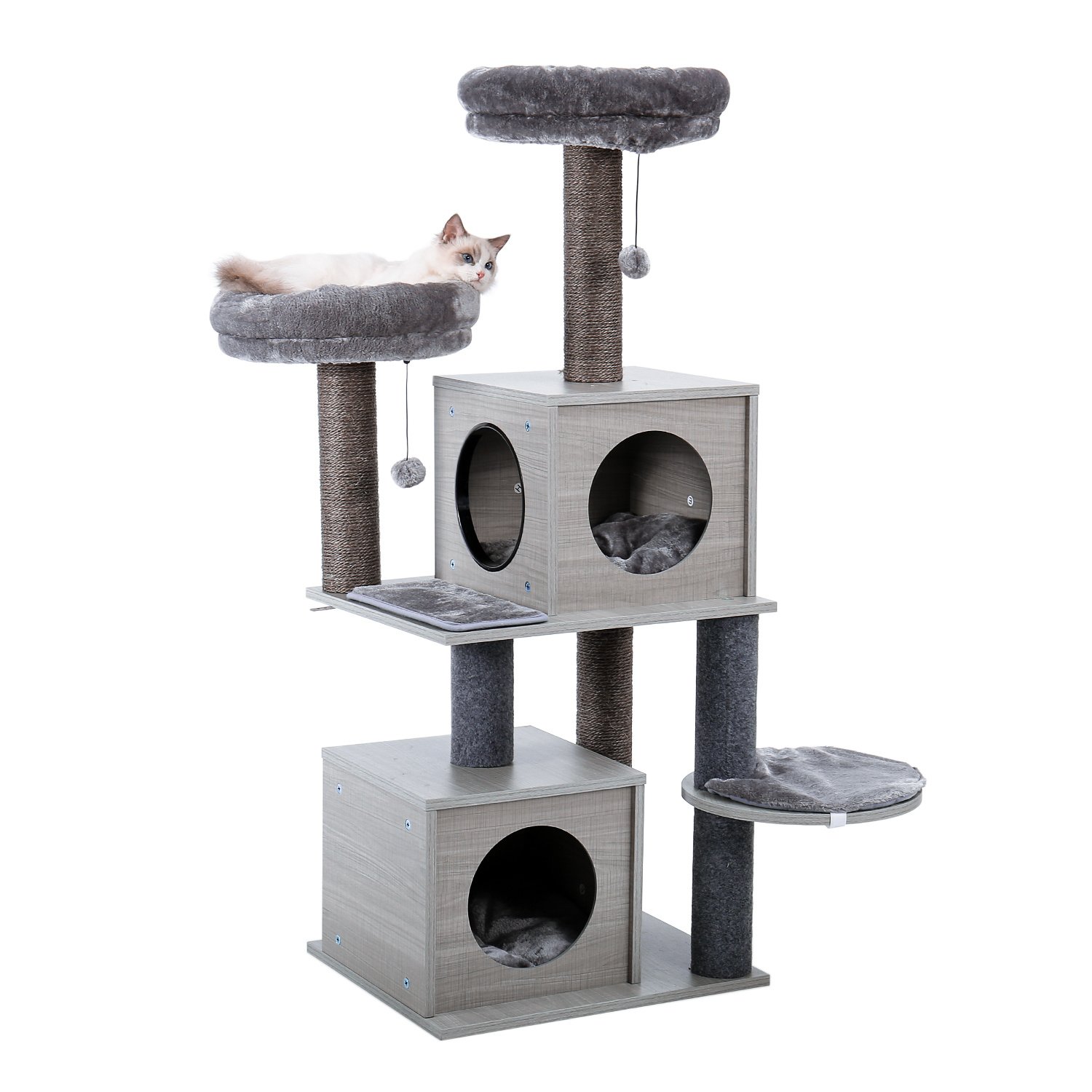 Cat Tree Modern Cat Tower with 2 Super Large Condo, Sturdy Scratching Posts, and Removable Soft Perches Cat Tree Modern Cat Tower with 2 Super Large Condo, Sturdy Scratching Posts, and Removable Soft Perches