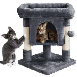 23.5" H 2-Level Cat Tree Condo Tower with Plush Perch