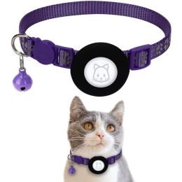 Pet Cat Footprints Reflective Collar With Bell (Color: Purple)