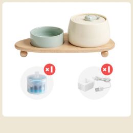 Cat Ceramic Automatic Circulating Filter Water Dispenser Drinking Water Apparatus (Option: Beige White Double Shelf)