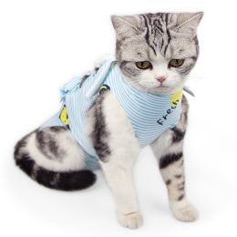 Pet Cat Neutering Weaning Clothes Breathable (Option: Blue Stripe Pineapple-S)