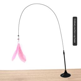 Cat Toy Long Brush Holder Suction Cup With Bell (Option: Ordinary Sucker Pink Wool)