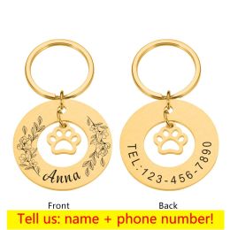 Personalized Pet Tag Medal Customized Metal Dog Collar (Color: Gold)