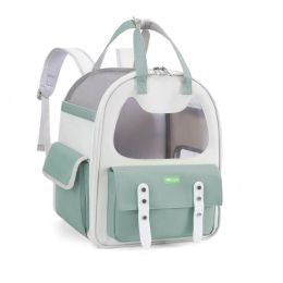 Pet Bag Large Capacity Portable Foldable Portable Cat Backpack (Color: green)