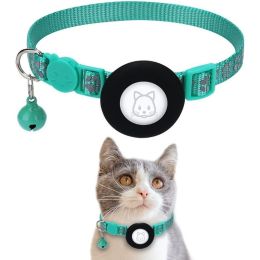 Pet Cat Footprints Reflective Collar With Bell (Color: green)