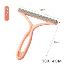 Double-sided Non-destructive Static Manual Pet Hair Remover (Color: pink)