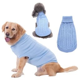Dog Sweater Warm Pet Sweater Dog Sweaters for Small Dogs Medium Dogs Large Dogs Cute Knitted Classic Clothes Coat for Dog Puppy (Color: Light Blue, size: large)
