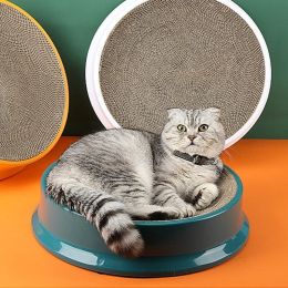 Compass Round Cat Scratching Board Kitten Claws Grinding Corrugated Scratcher Scratch-Resistant Cat Litter Pet (Color: green, size: diameter 43cm)
