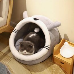 Cat's Nest Warm In Winter Closed Warm Cat's Nest Pet's Nest Cat's Four Seasons Universal Cat Villa (Color: pink, size: S)