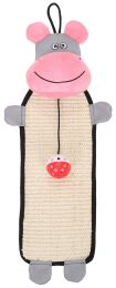 Pet Life Paw-Pleasant Eco-Natural Sisal And Jute Hanging Carpet Kitty Cat Scratcher With Toy (Color: Pink / Grey)