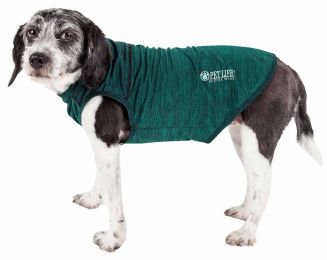 Pet Life Active 'Aero-Pawlse' Heathered Quick-Dry And 4-Way Stretch-Performance Dog Tank Top T-Shirt (Color: green, size: small)