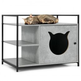The 2-in-1 Hidden Cat Washroom And Side Table Furniture Cabinet (Color: gray, type: Nightstand)