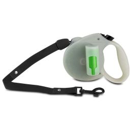 Pet Leash Retractable Leash With Green Pick-up Bags And Glow In The Dark (Color: As pic show, type: Retractable Leash)