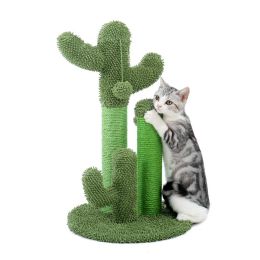 Pet Supplies Cute Cactus Tree Pet Cat Toy  With Ball Scratching Post (Color: green, size: M)