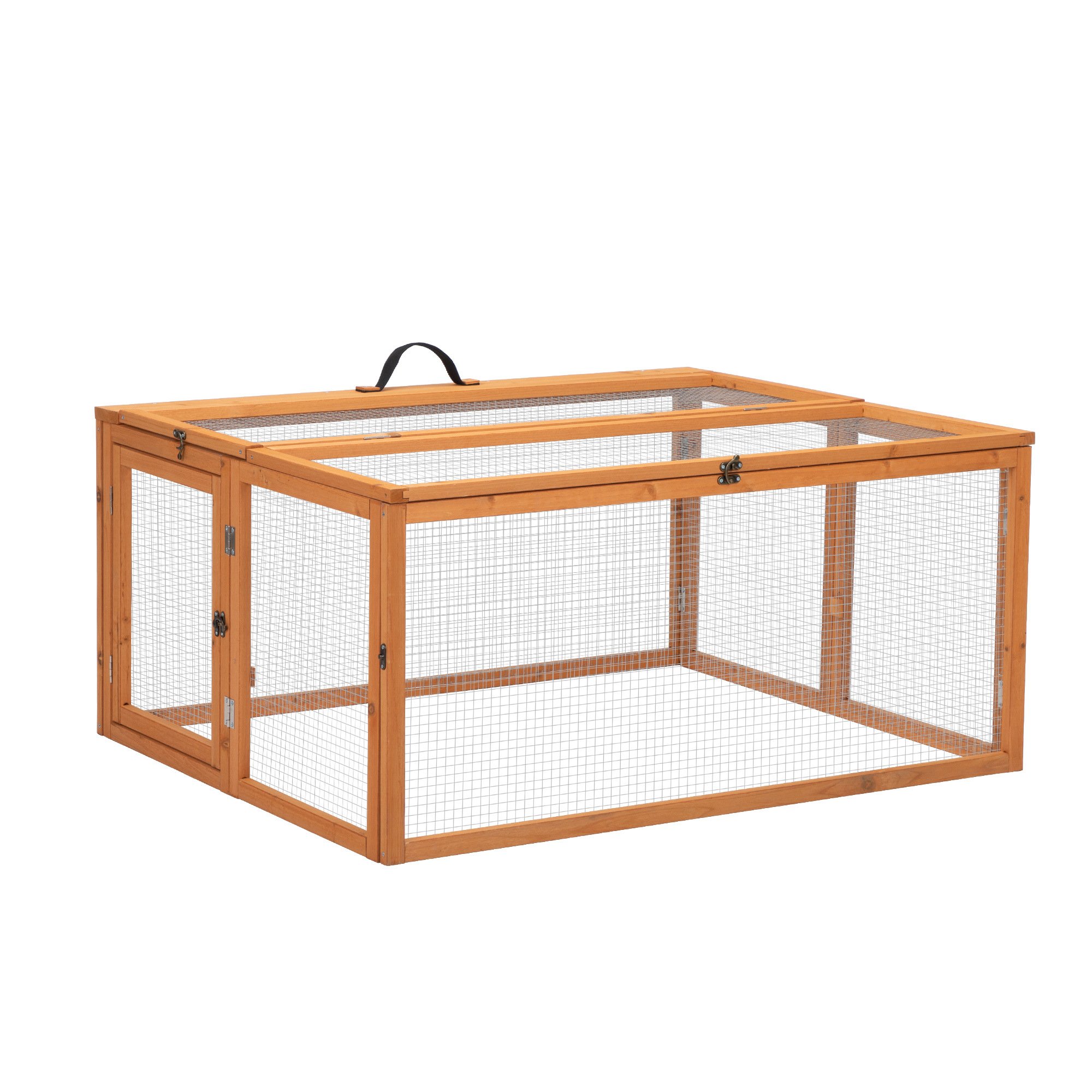 Folding Rabbit Hutch with Roosting Bar; Wood Collapsible Guinea Chick Run; Outdoor Bunny Cage; Portable XH Folding Rabbit Hutch with Roosting Bar; Wood Collapsible Guinea Chick Run; Outdoor Bunny Cage; Portable XH
