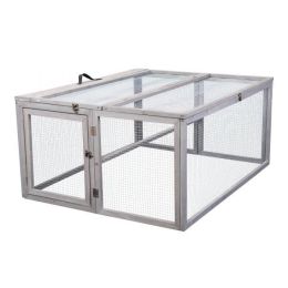Folding Rabbit Hutch with Roosting Bar;  Wood Collapsible Guinea Chick Run;  Outdoor Bunny Cage;  Portable XH (Color: gray)
