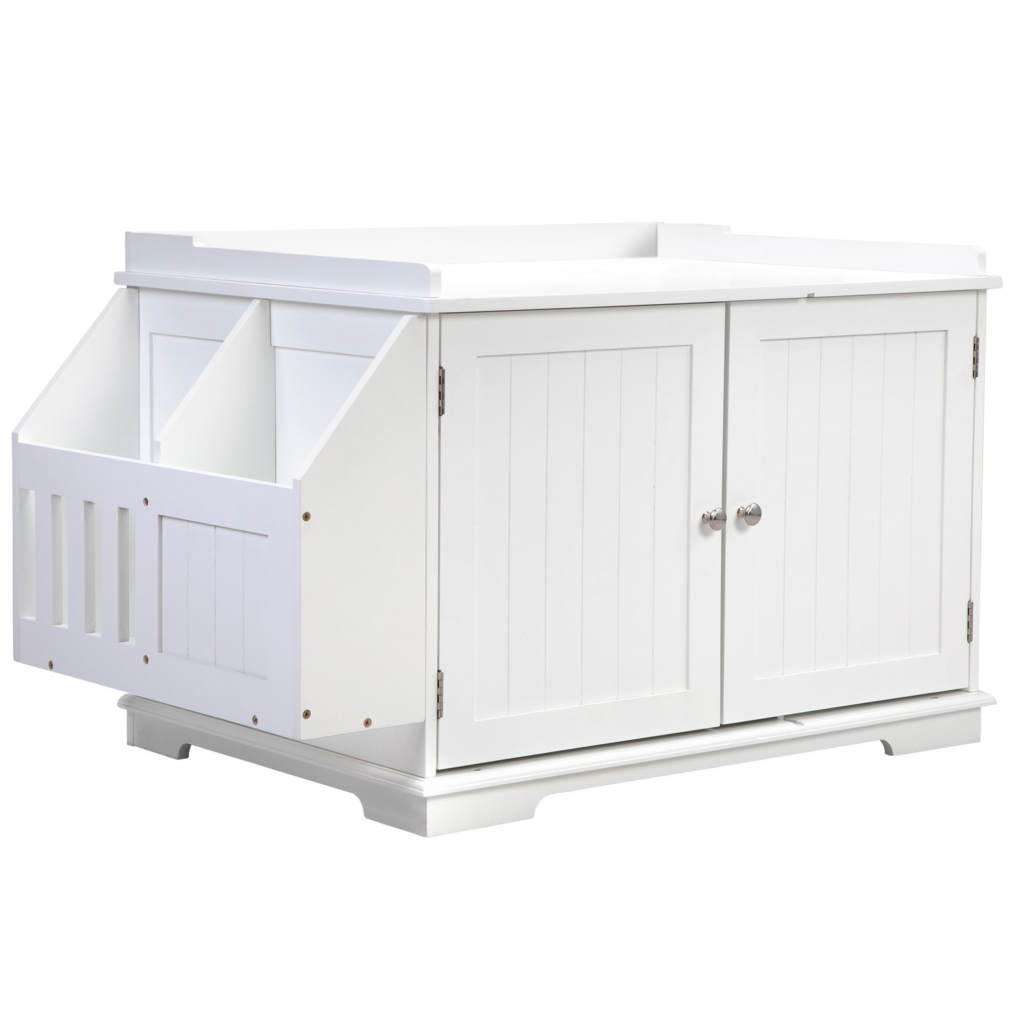 Wooden Cat Litter Box Enclosure with Magazine Rack for Living Room, Bedroom, Bathroom Wooden Cat Litter Box Enclosure with Magazine Rack for Living Room, Bedroom, Bathroom