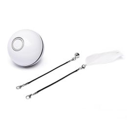 LED Laser Electronic Rolling Pet Funny Cat Toy Ball (Color: WhiteRecharge)