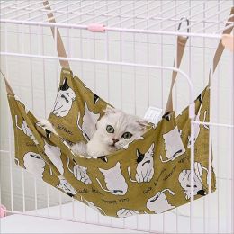 Pet Summer Cotton Hemp Cat Hammock Breathable Cage Cat Swing Hanging Nest Multi-color Printed Hammock Pet Supplies (Option: Bowtie Cat)