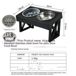 Pet Adjustable Elevated Stainless Steel Vertical Anti-choke Slow Food Dog Bowl (Option: Adjustable Elevated Bowl-Stainless Steel Bowl)