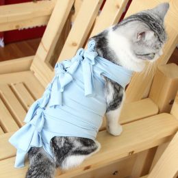 Pet Cat Neutering Weaning Clothes Breathable (Option: Pure Blue-L)