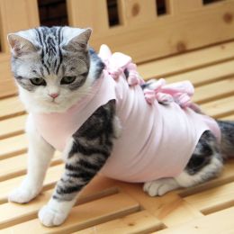 Pet Cat Neutering Weaning Clothes Breathable (Option: Solid Color Pink-L)