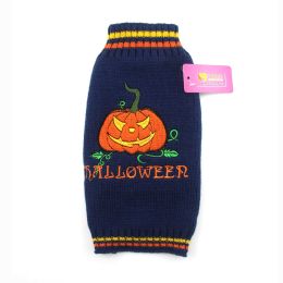 Pumpkin Sweater Dog Clothes Halloween (Option: Navy Blue New Pumpkin-XL)