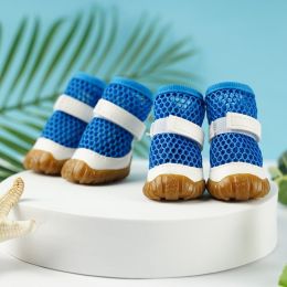 No Foot Loss When Going Out Pet Booties Small Dog (Option: Blue 4 Pieces-4 Yards)
