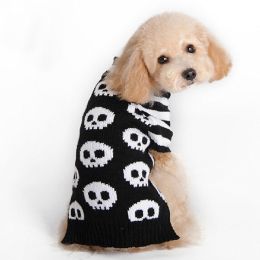 Pumpkin Sweater Dog Clothes Halloween (Option: Black And White Skull-M)
