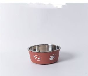 Stainless Steel Rice Bowl Dog Basin (Option: Cinnabar Red-XL)