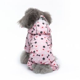 Pet Sound Dog Raincoat Four-legged Reflective Raincoat Pattern Dog Four Seasons Universal (Option: YY36 Love Bone-L)
